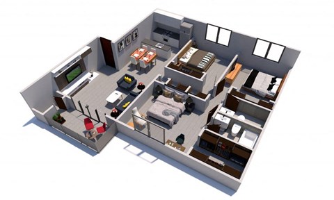 Floor plan for 3 beds, 2 baths, 1189 sqft